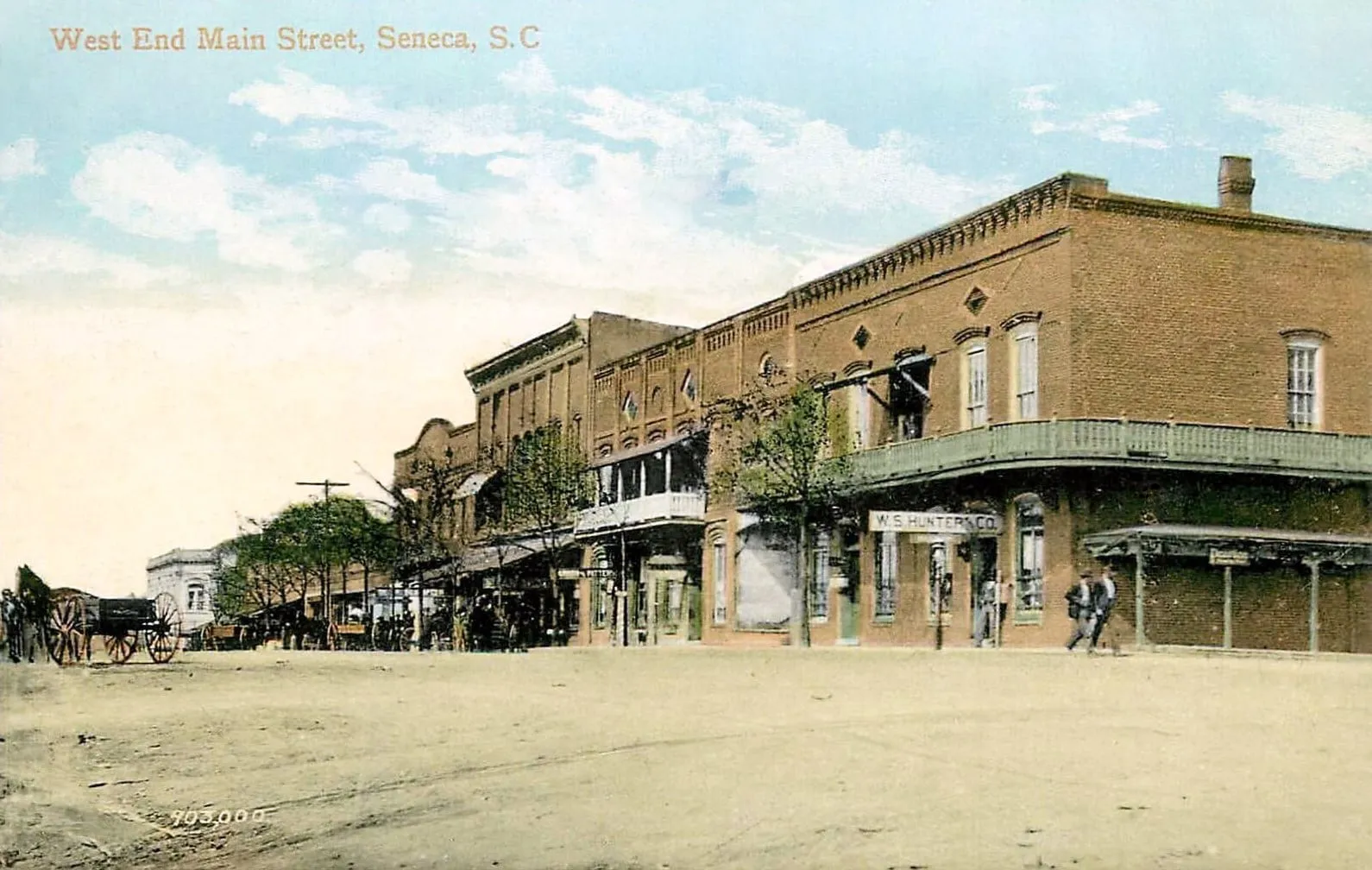Main Street, Seneca, on a postcard from about 1908