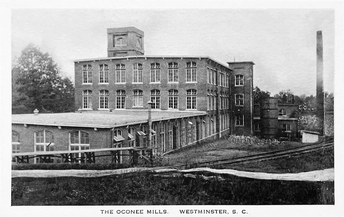 The Oconee Mills in Westminster on a postcard from about 1928